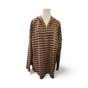 White Birch Striped Hooded Sweater Top – Size 1X